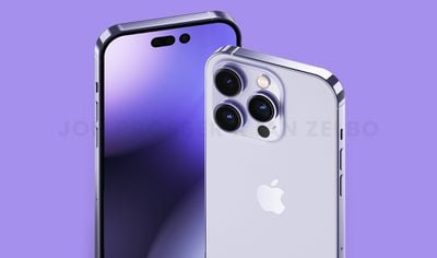 iPhone 14 Pro Purple Front and Back MacRumors ميزة حصرية