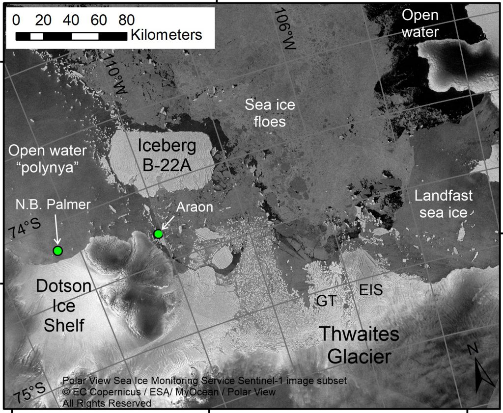 صورة الأقمار الصناعية من وكالة الفضاء الأوروبية تظهر موقف "نهر دومزداي الجليدي."  