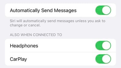 إعدادات iPhone 14 Pro رسائل Siri التلقائية