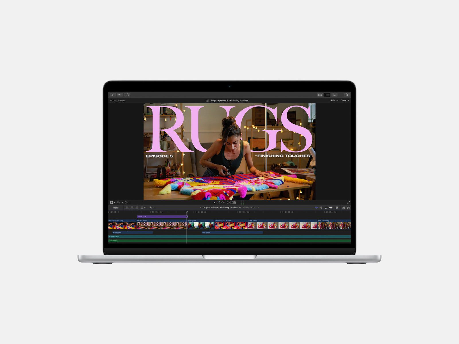 MacBook Air مع M2 يعرض Final Cut Pro X