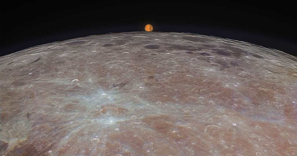 مصور يلتقط لحظة سحرية من كوكب المريخ يخرج من خلف القمر