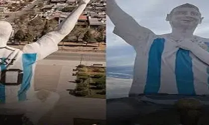 تمثال لـ ميسى يزن 70 طنا يظهر فى الأرجنتين وسط حماس كأس العالم